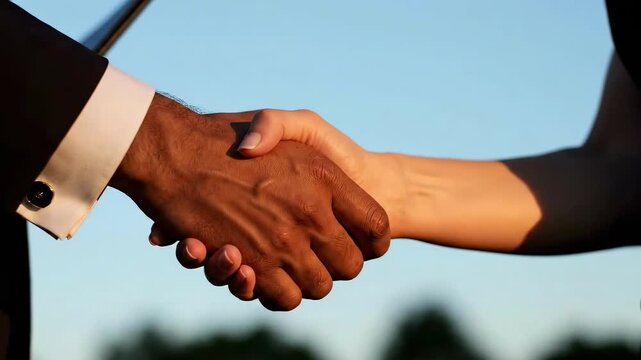 Business Handshake Between Diverse Professionals
