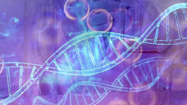DNA Testing animation. Scientist testing DNA biochemistry in laboratory. health care concept.