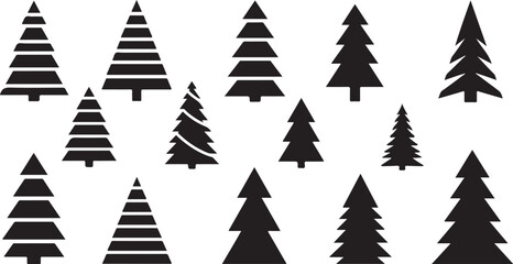Obraz premium Black Christmas Trees on White Background Pattern Design