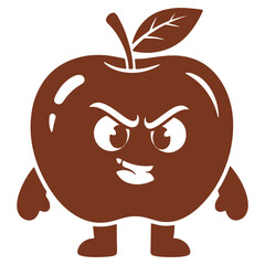 Angry Cartoon Apple Character Standing Alone Isolated Illustration