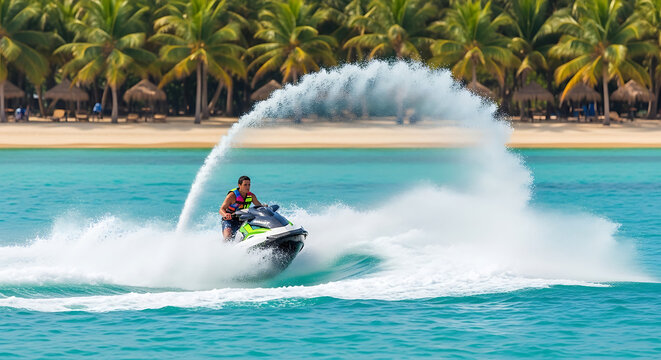 Jet Ski Tracks Tropical Beach Turquoise Water Water Sport