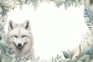 Fototapeta premium Realistic vintage drawing of artic fox border mammal animal wolf.