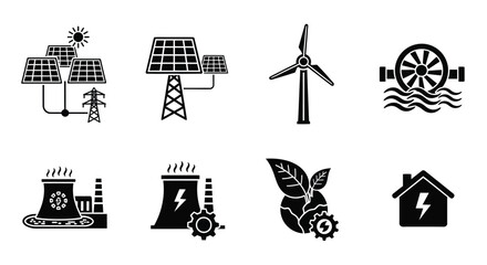 Renewable energy sources depicted as black icons including a striking silhouette © Jewel
