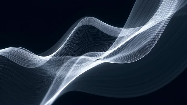 Soft Luminous Streams Undulate Gracefully Above Contrasting Deep Black Background With Silky Appearance
