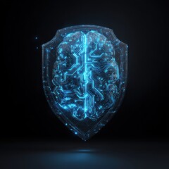 Cyber shield icon intelligence artificial digital.