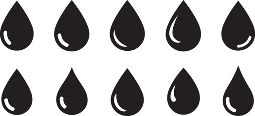 Fototapeta premium Black water droplets on a white background illustration design