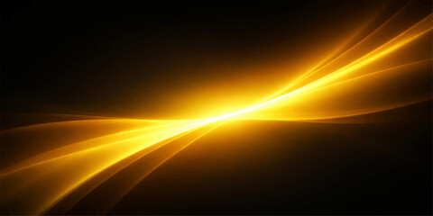 Abstract golden light streaks across a dark canvas, creating a sense of energy and flow, capturing attention with its radiant glow. © FANUSH
