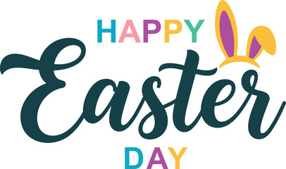 Happy easter day greeting with bunny ears typography © Shohag