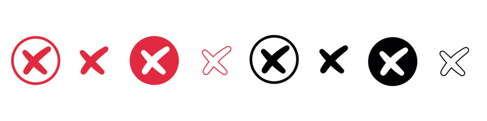 Obraz premium red cross x vector icon. no wrong symbol. delete, vote sign. graphic design element set on white background 