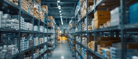 Fototapeta premium A warehouse with a lot of products.