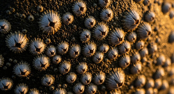 Rocky Shoreline Sunrise Barnacles Limpets Detailed