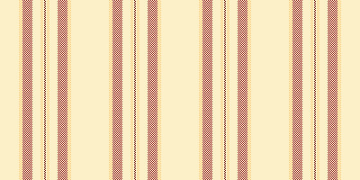 Cndustrial vertical fabric pattern, creation lines vector background. Wape textile texture stripe seamless in blanched almond and red colors.