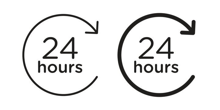 24 Hrs icon simple outline style. Editable stroke EPS 10