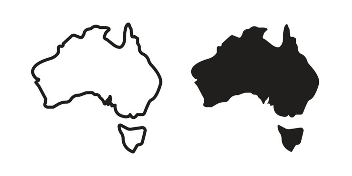Australia map icon simple outline style. Editable stroke EPS 10