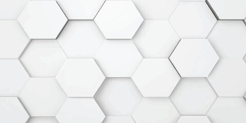 Fototapeta premium Abstract 3D white hexagonal pattern background with a seamless geometric honeycomb texture design for a modern technology business backdrop