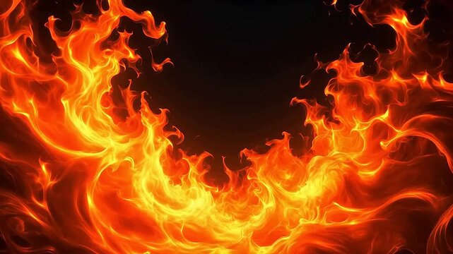 Flames forming a heart shape