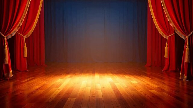 Theater stage with red curtains