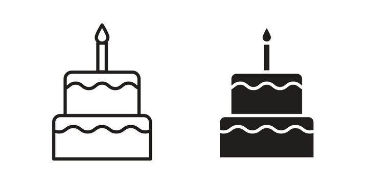 Cake birthday icon simple outline style. Editable stroke EPS 10