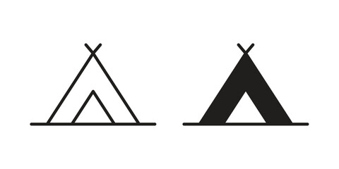 Camping icon simple outline style. Editable stroke EPS 10 © Rajes