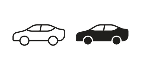 Fototapeta premium Car side view icon simple outline style. Editable stroke EPS 10