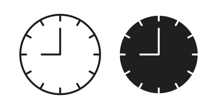 Clock nine icon simple outline style. Editable stroke EPS 10
