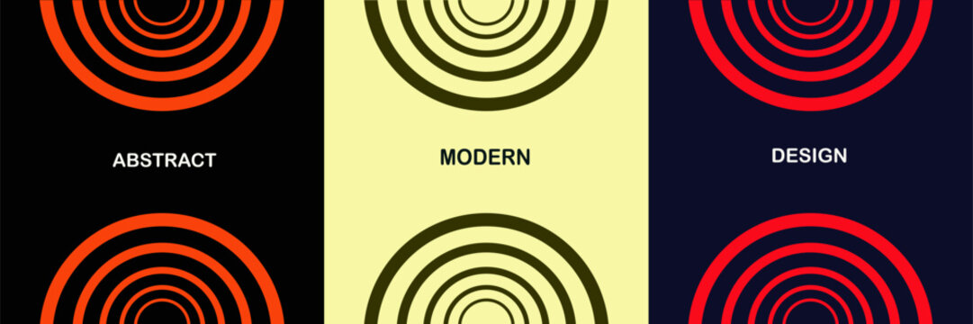 Mid-century modern abstract geometric wall art triptych poster set