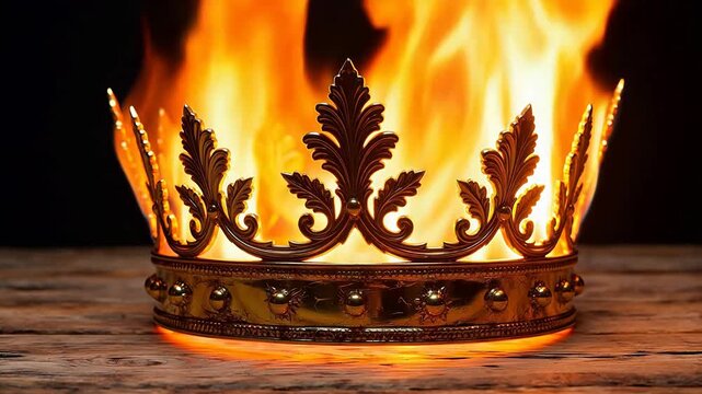Golden crown engulfed in flames