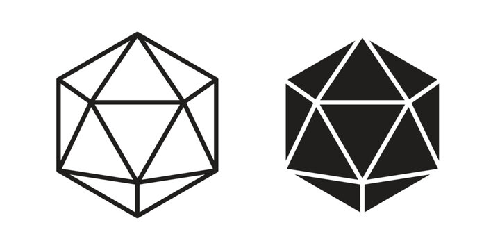 Dice d20 icon simple outline style. Editable stroke EPS 10