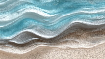 Waves gently washing over smooth beach sand creating relaxing seaside pattern