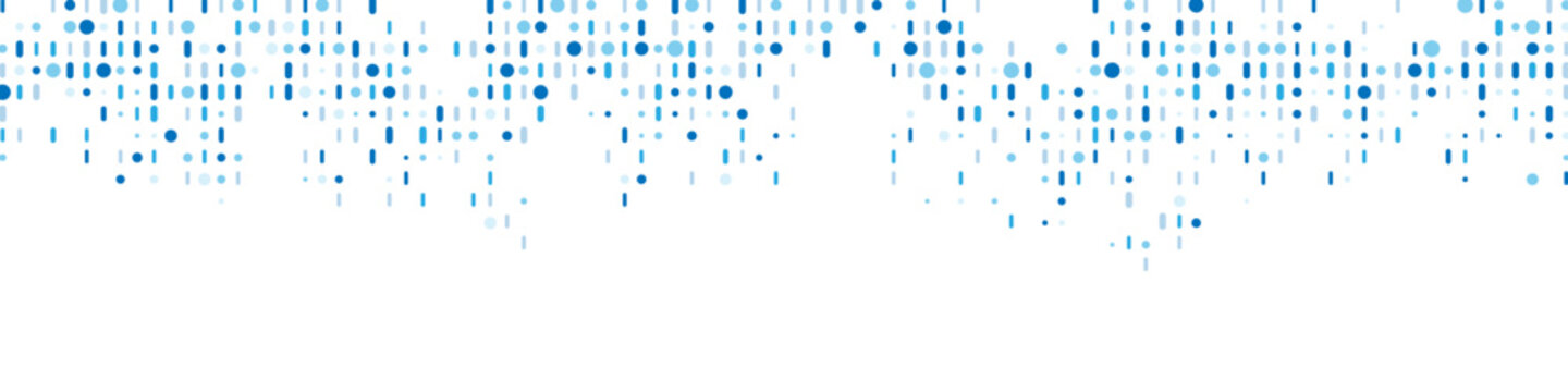 Abstract blue background frame of dots, lines. Texture made of random particles. Chaotic ornament, mosaic. Linear pattern of small shapes. Banner design, website poster, social media framework. Vector