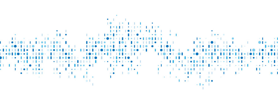 Abstract blue background frame of dots, lines. Texture made of random particles. Chaotic ornament, mosaic. Linear pattern of small shapes. Banner design, website poster, social media framework. Vector