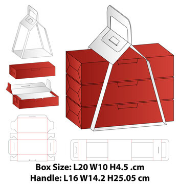 Stackable Gift Box with Carrier Handle Vector Dieline