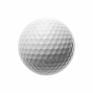 White golf ball with dimples on white background