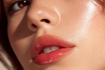 Fototapeta premium Soft glow highlights smooth, sun-kissed skin