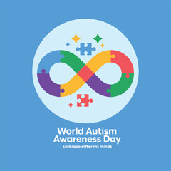 Obraz premium World Autism Awareness Day Infinity Puzzle Symbol Neurodiversity Illustration