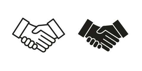 Handshake icon simple outline style. Editable stroke EPS 10