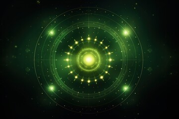 Obraz premium Green and yellow astrology neon light backgrounds astronomy.