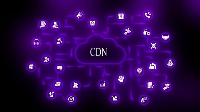 C D N Cloud Network Infrastructure Technology Concept with Various cybersecurity