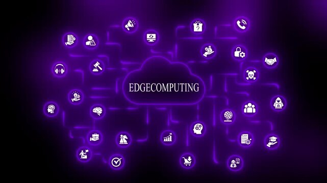 Edge Computing Network Diagram with Cloud and cloud computing technology data processing