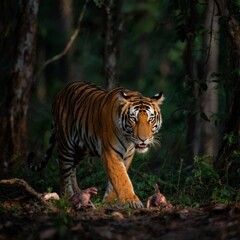 Obraz premium Tiger In the forests of Asia tigers stalk their prey their orang