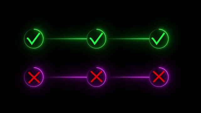 Checkmark and cross icons on Black Background