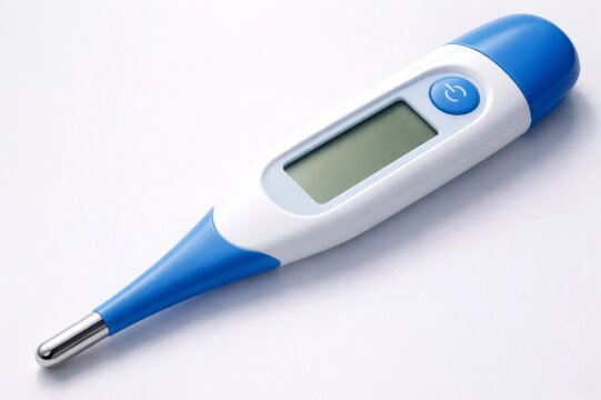 Digital thermometer displaying a blank screen, representing health concerns, illness diagnosis, and the importance of accurate temperature measurement for medical care