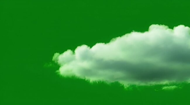 Fluffy white cloud isolated on a vibrant green background
