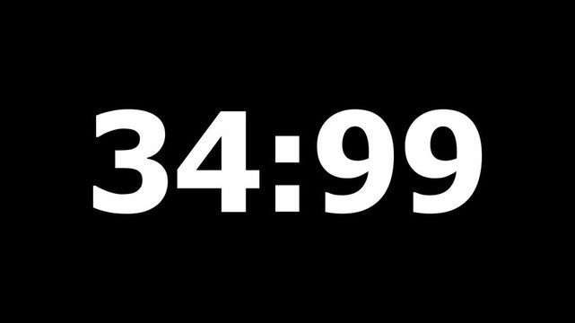 40 Seconds Countdown Timer Animation with Glowing Digital Numbers. Modern Dynamic Time Counter Motion Graphic for Video Intro Event Stream Presentation Background
