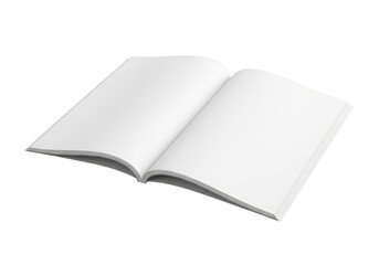 Open blank book with white pages isolated on transparent background