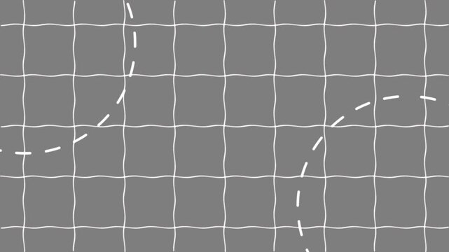 Abstract gray Background with wavy white grid and dashed circles minimalist geometric pattern