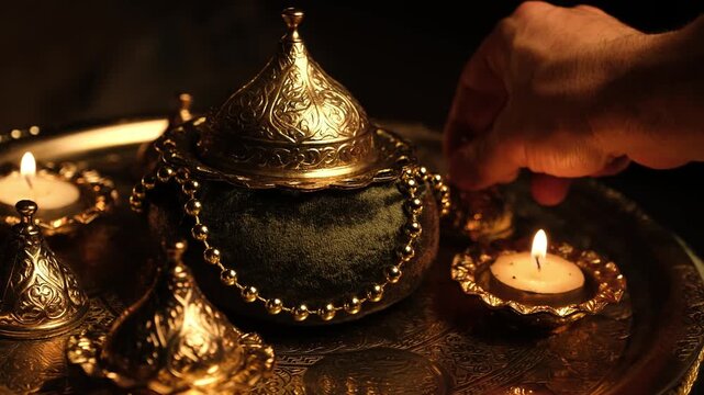Traditional Ottoman style handcrafted copper henna tray with ornate engraved details