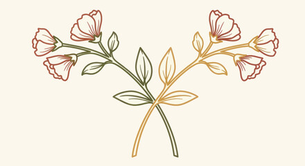 Delicate Hand Drawn Flower Illustration.