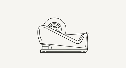 Simple Line Drawing of Stapler Office Tool.