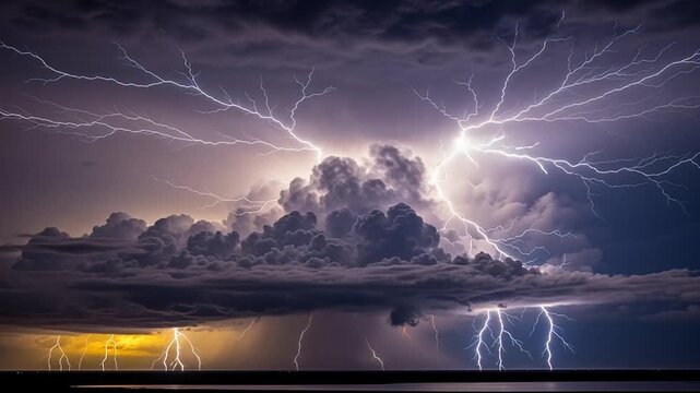 Dramatic stormy weather with lightning bolts 1.